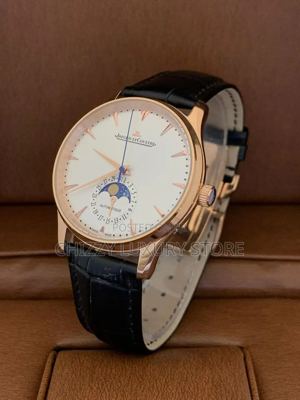 Jaeger Lecoultre Quality Luxury Men Genuine Leather Wristwatch