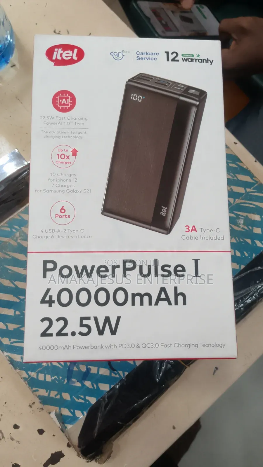 Itel 40000mah 22.5w Fast Charging Type-C Output Powerbank