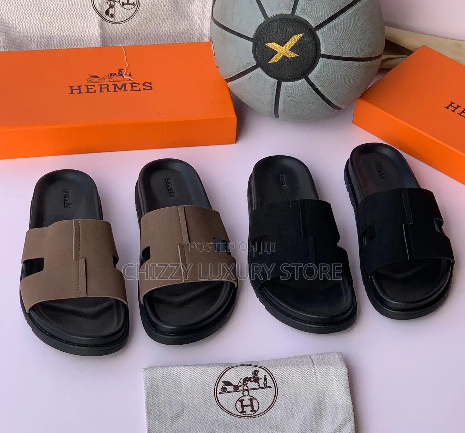 Hermes Quality Luxury Men Genuine Leather Slip-On