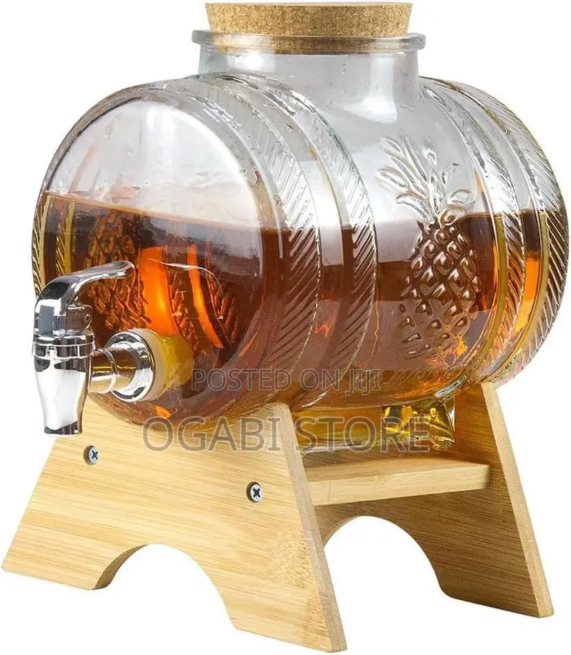 5l Glass Beverage Dispenser With Bamboo Stand