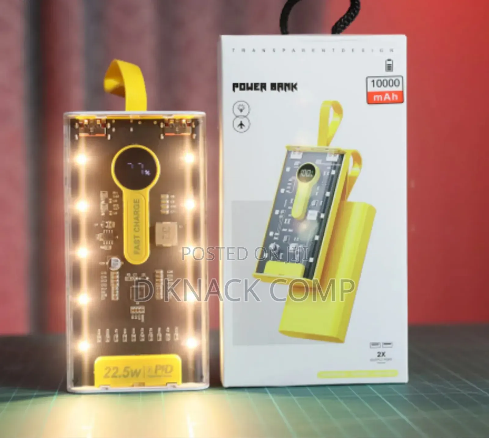 10000mah Transparent Power Bank Portable Fast Charging