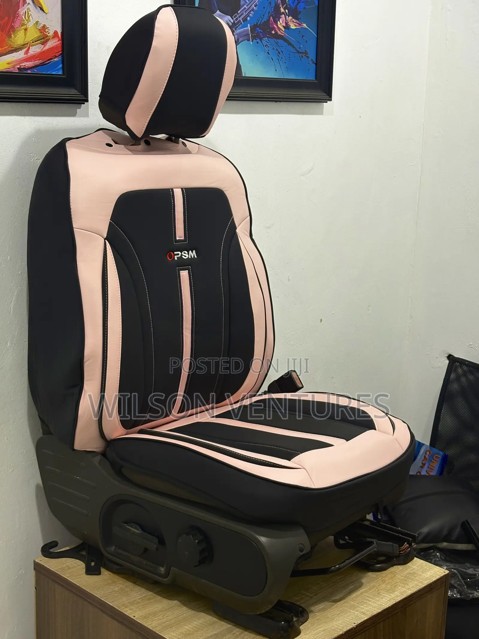 Pink Abs Black Color 5 Seater Leather Car Seat Cover