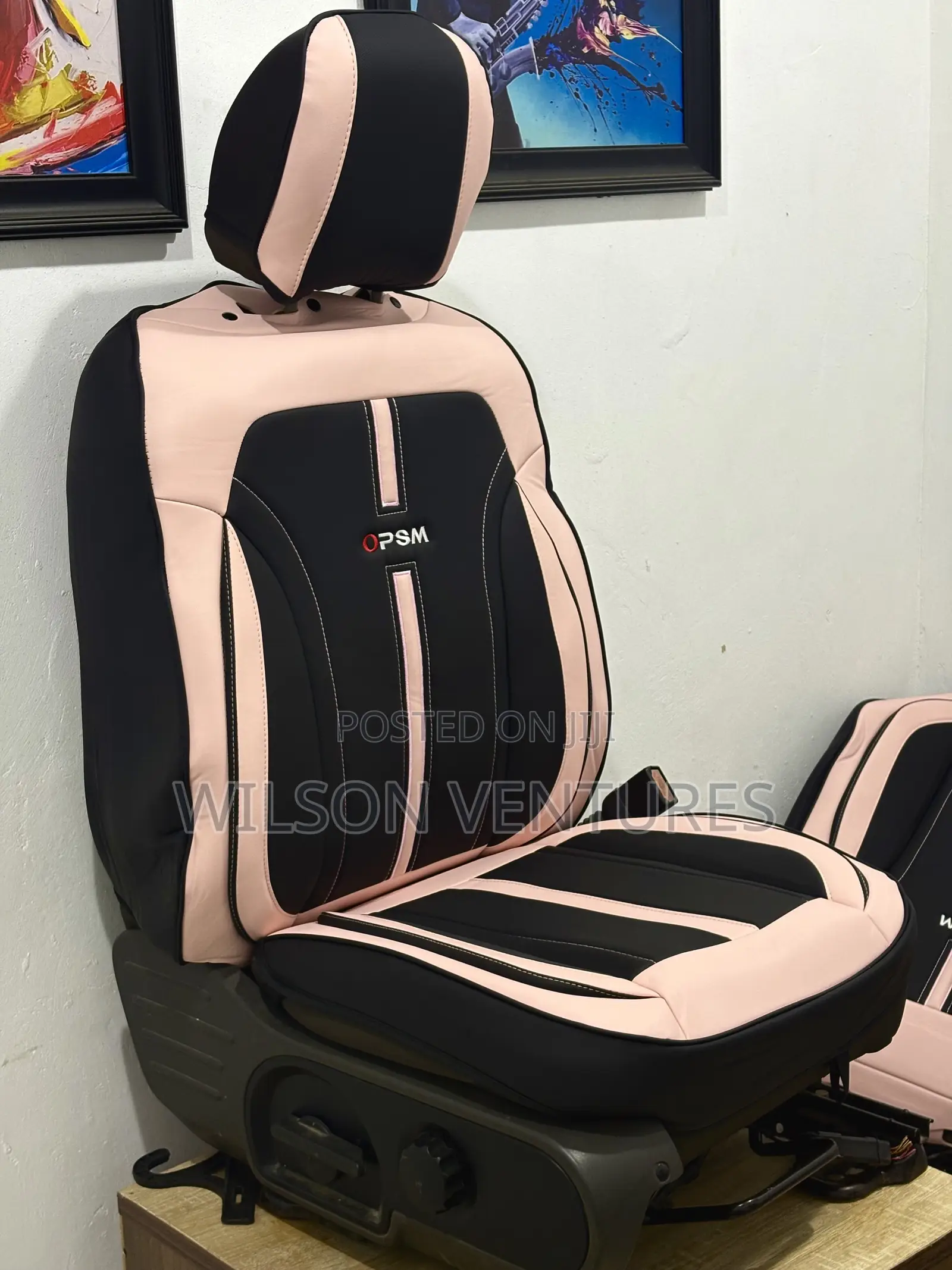 Pink Abs Black Color 5 Seater Leather Car Seat Cover