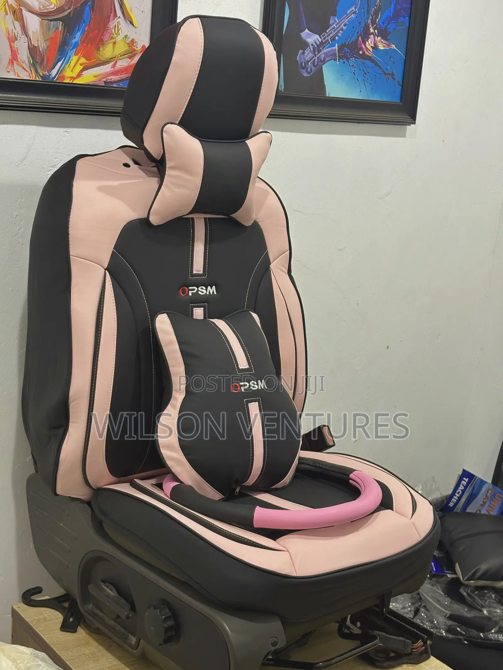 Pink Abs Black Color 5 Seater Leather Car Seat Cover