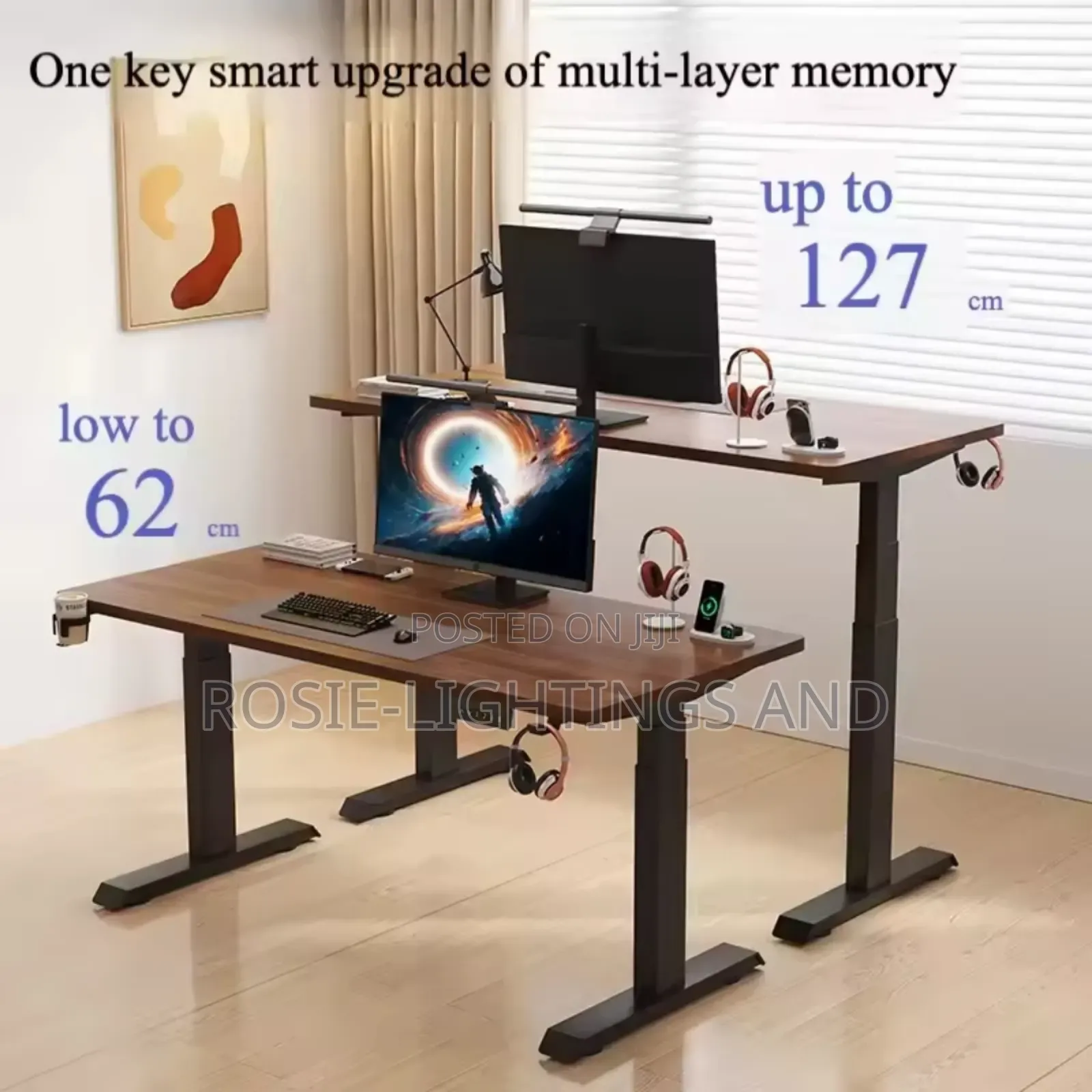 Dual Motor Intelligent Lifting Office Table ( Walnut Veneer Top)