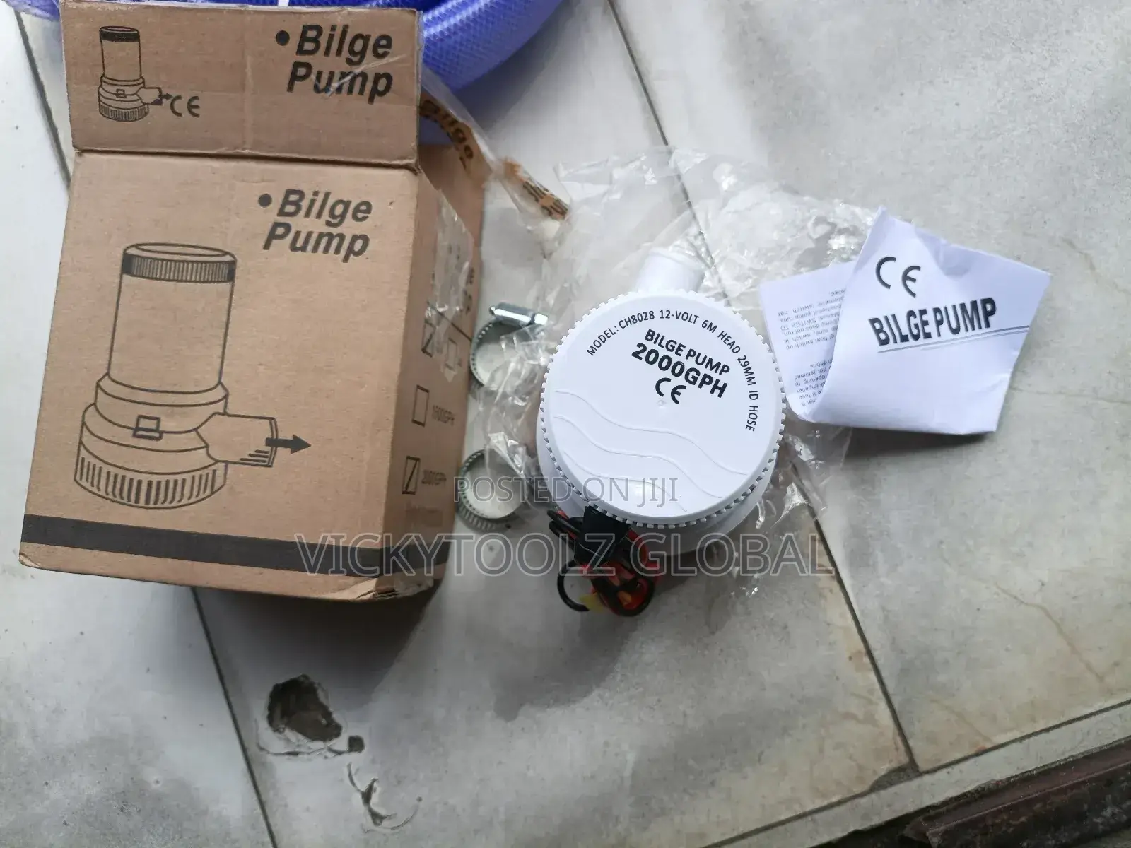 Bilge Pump 2000gph 12volts 6m Head 29mm Id Hose