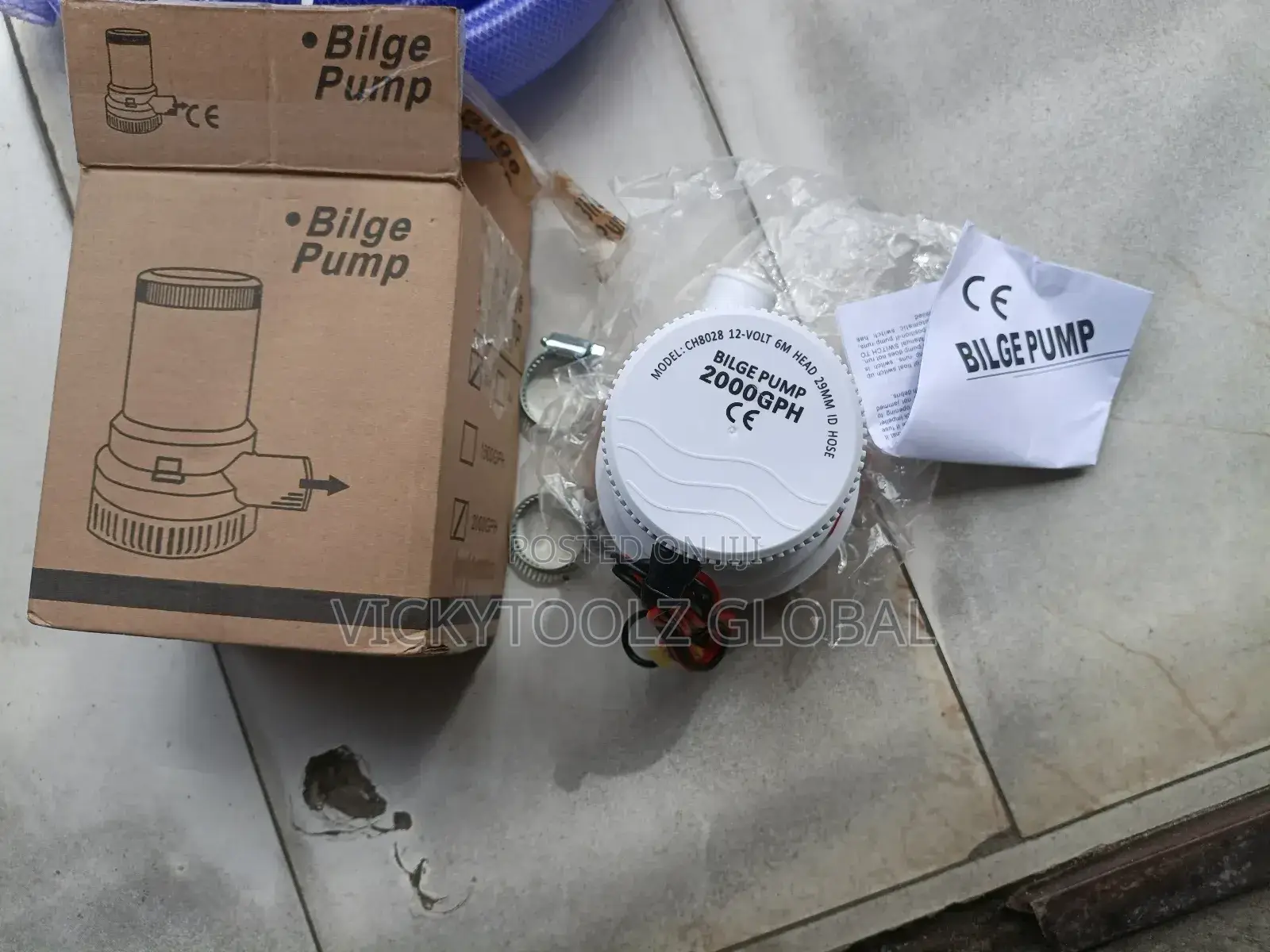 Bilge Pump 2000gph 12volts 6m Head 29mm Id Hose