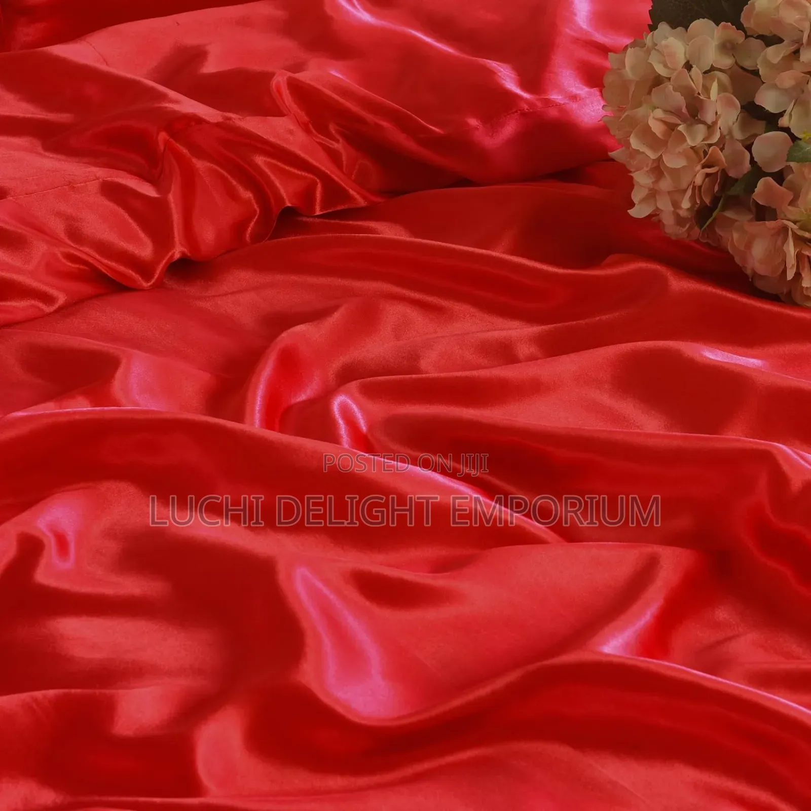 Romantic Ruffle Silk Red Duvet,Bedsheet,Pillowcase-4/6, 6/6, 6/7 7/7