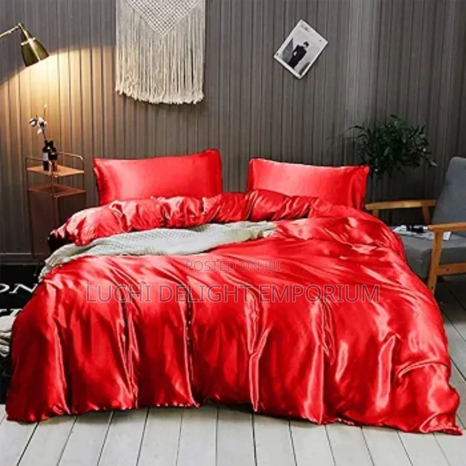 Romantic Ruffle Silk Red Duvet,Bedsheet,Pillowcase-4/6, 6/6, 6/7 7/7