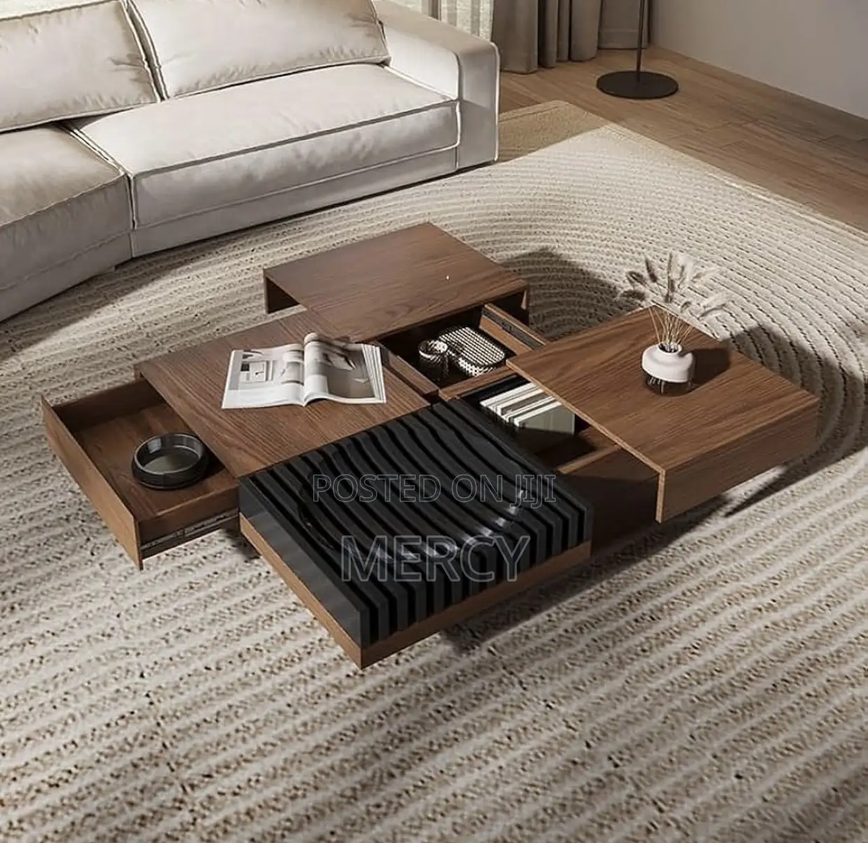 Refined Wooden Contemporary Center Table With Drawers