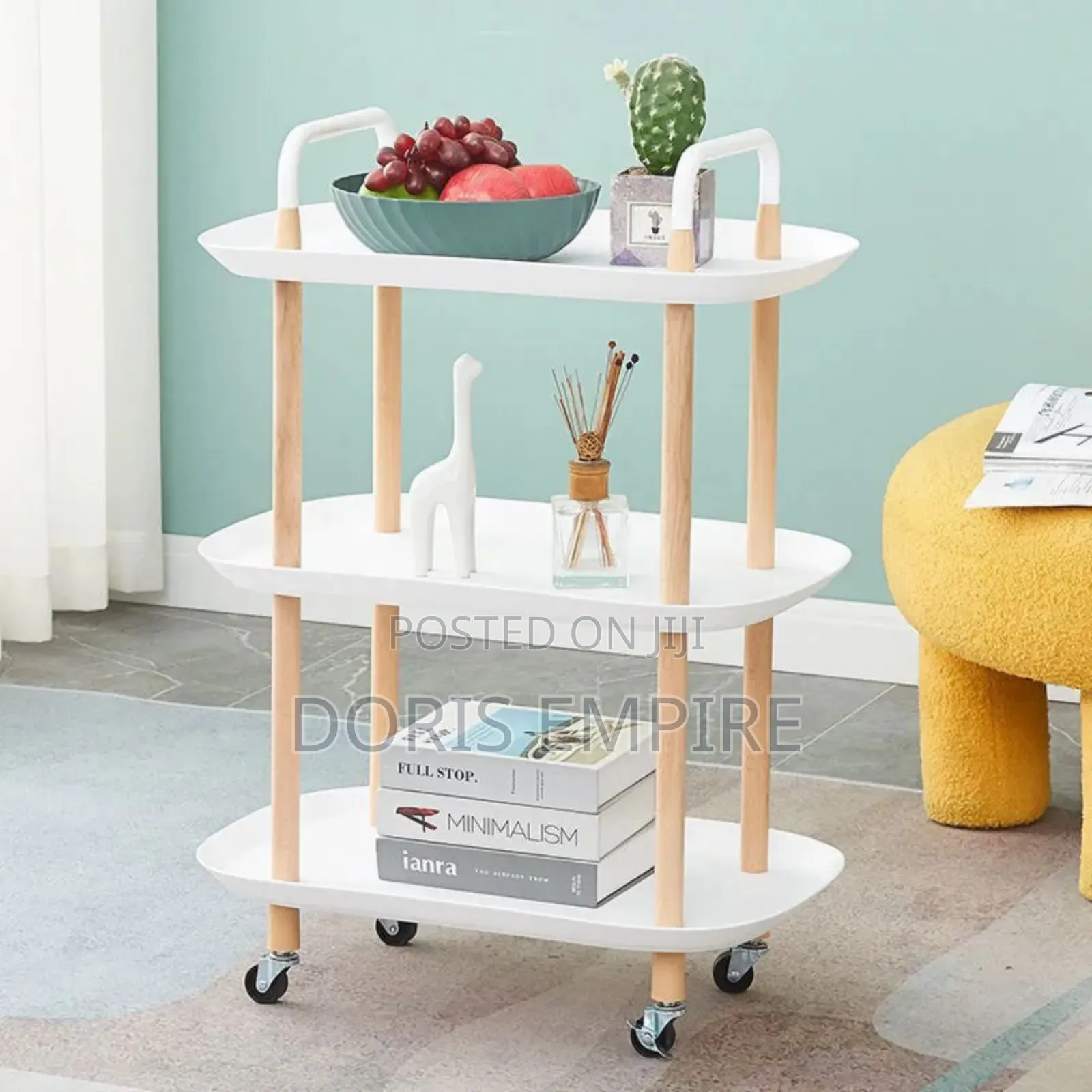 Moveable Multi Functional 3 Tier Nordic Oval Design Household Trolley
