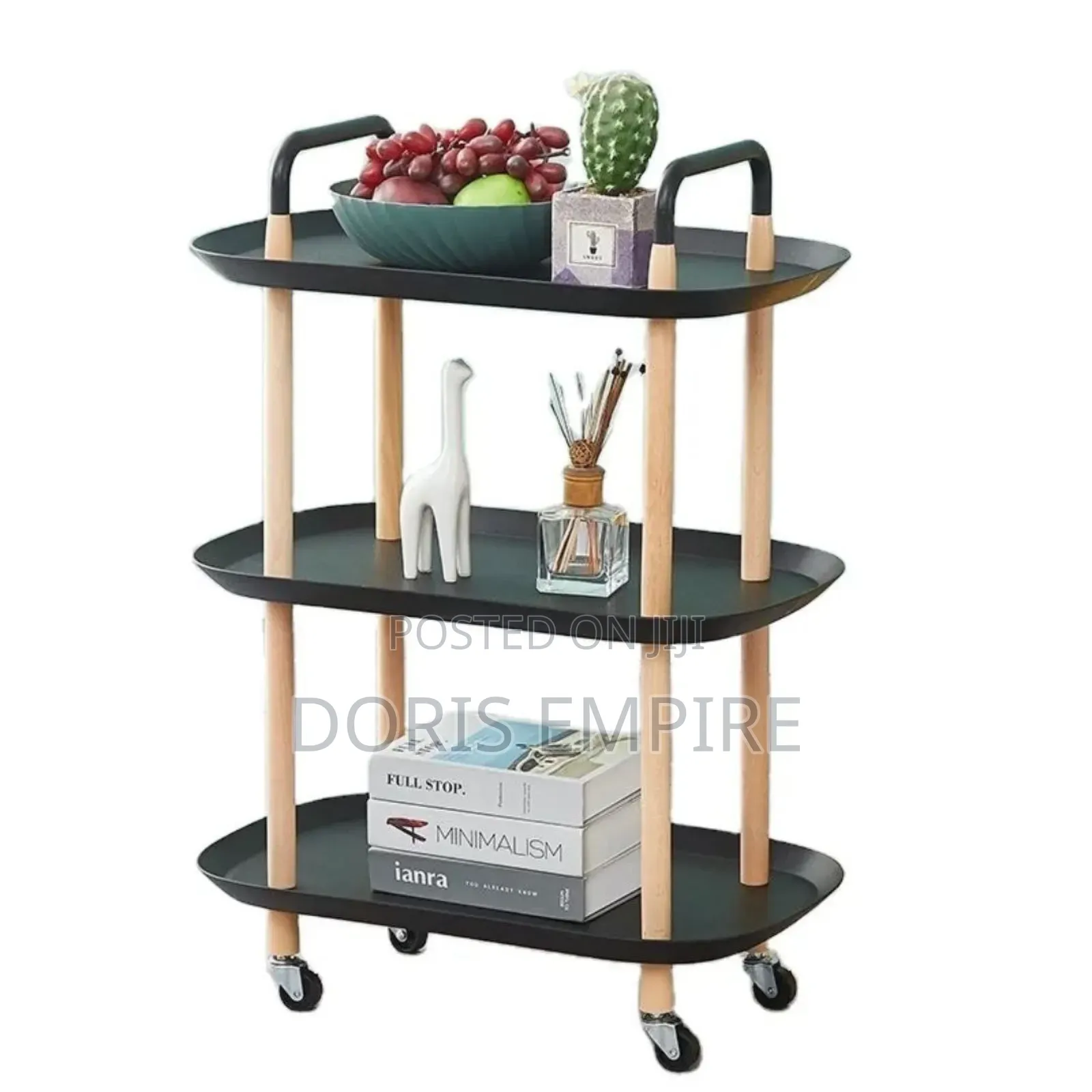 Moveable Multi Functional 3 Tier Nordic Oval Design Household Trolley