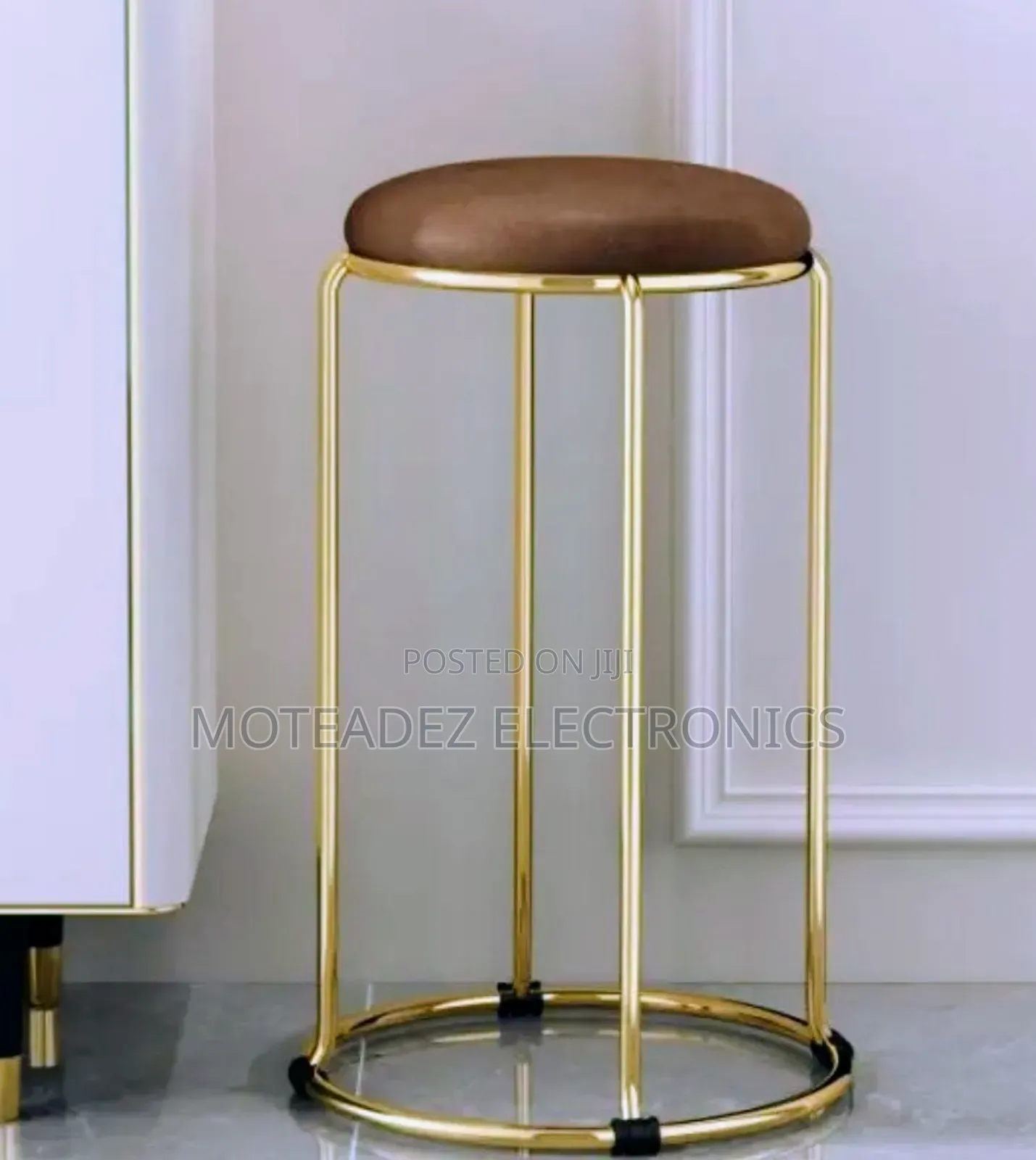 Luxury Padded Gold Round Metal Morden Stackable Dining Stool/Chair