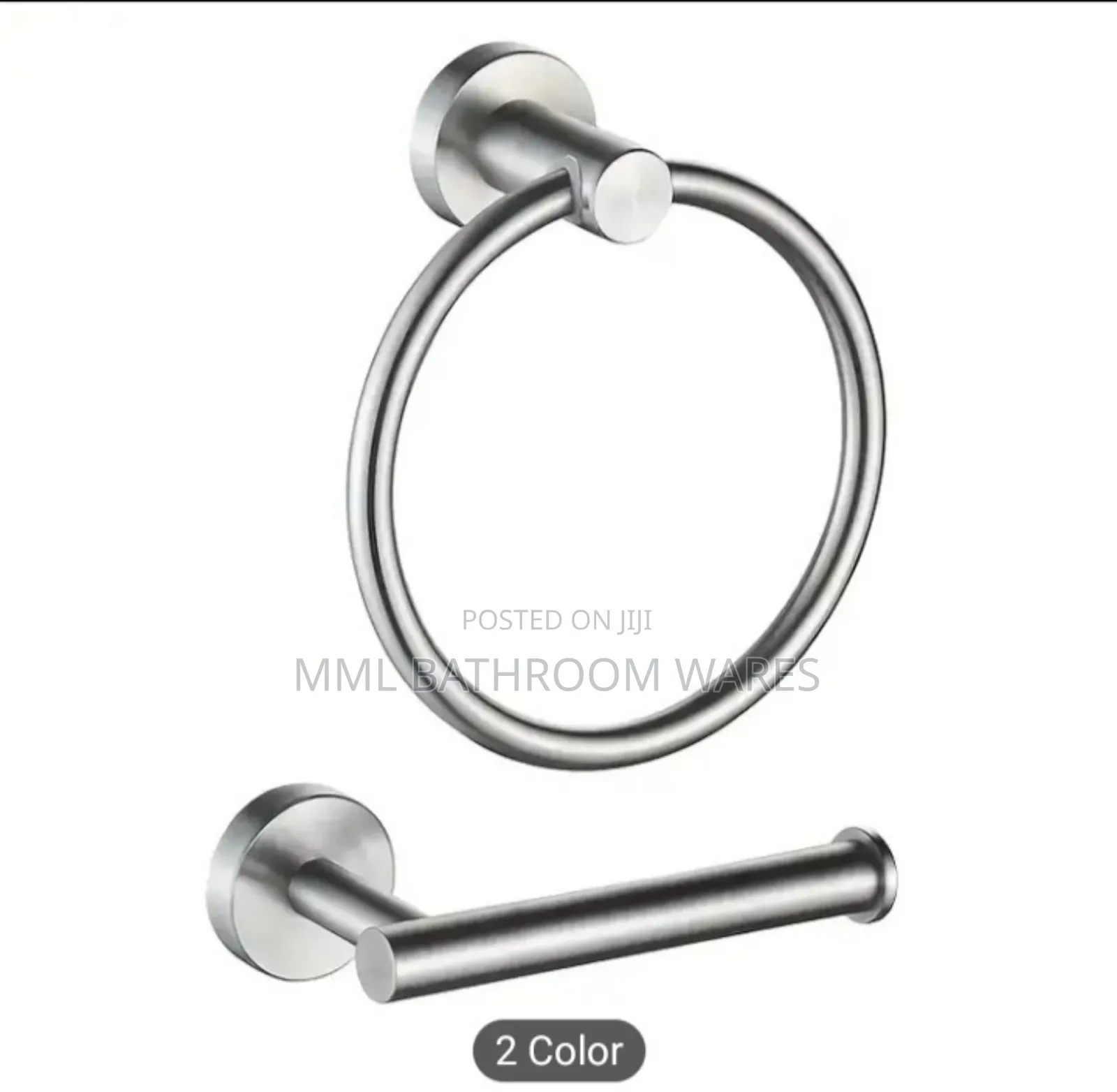 Modern Stainless Steel Towel Ring and Toilet Roll Holder Combo