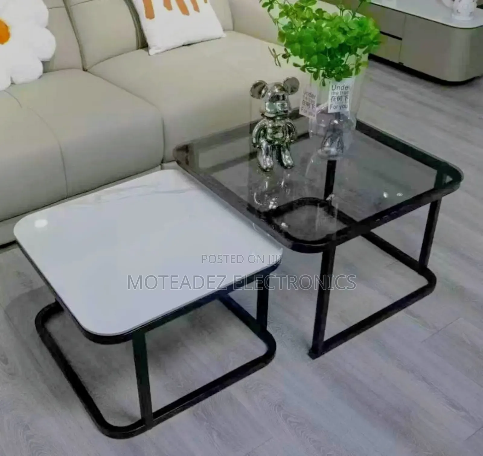 2 in 1 Modern Luxury Square Shape Marble/Tempered Glass Center Tables