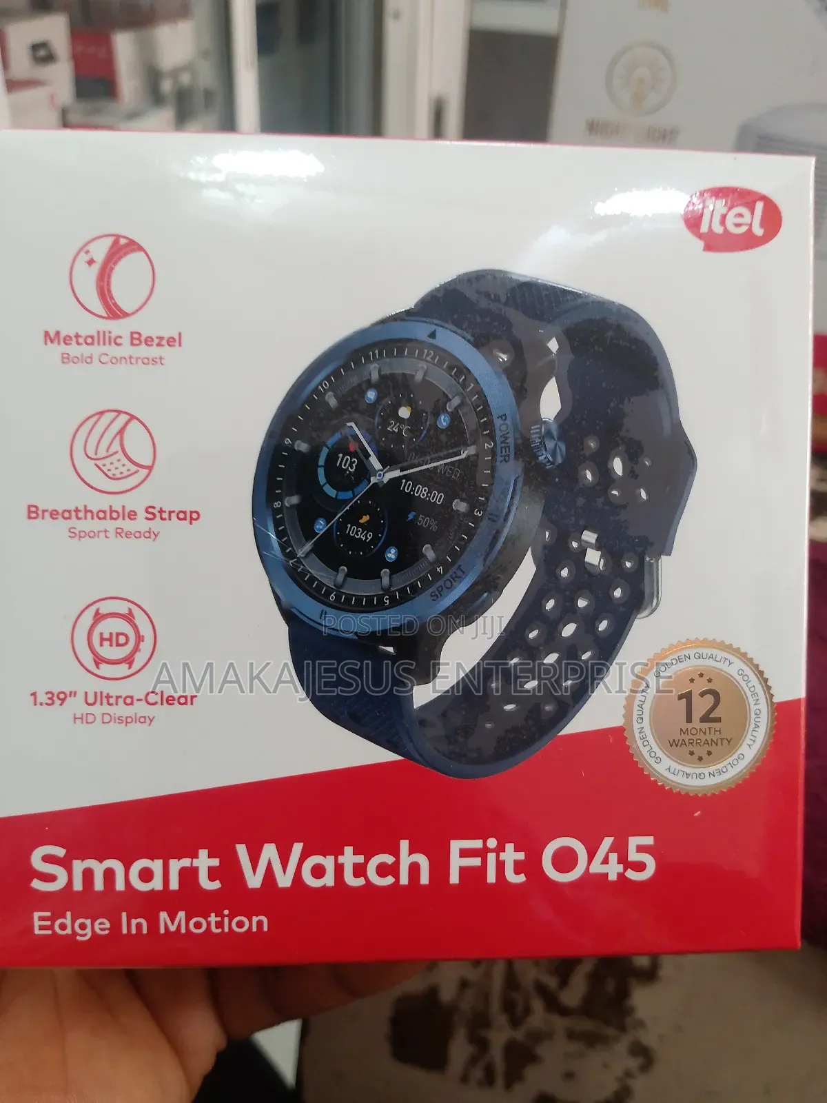 Itel Smart Watch Fit O45 Hd Display Waterproof Breathable Strap -