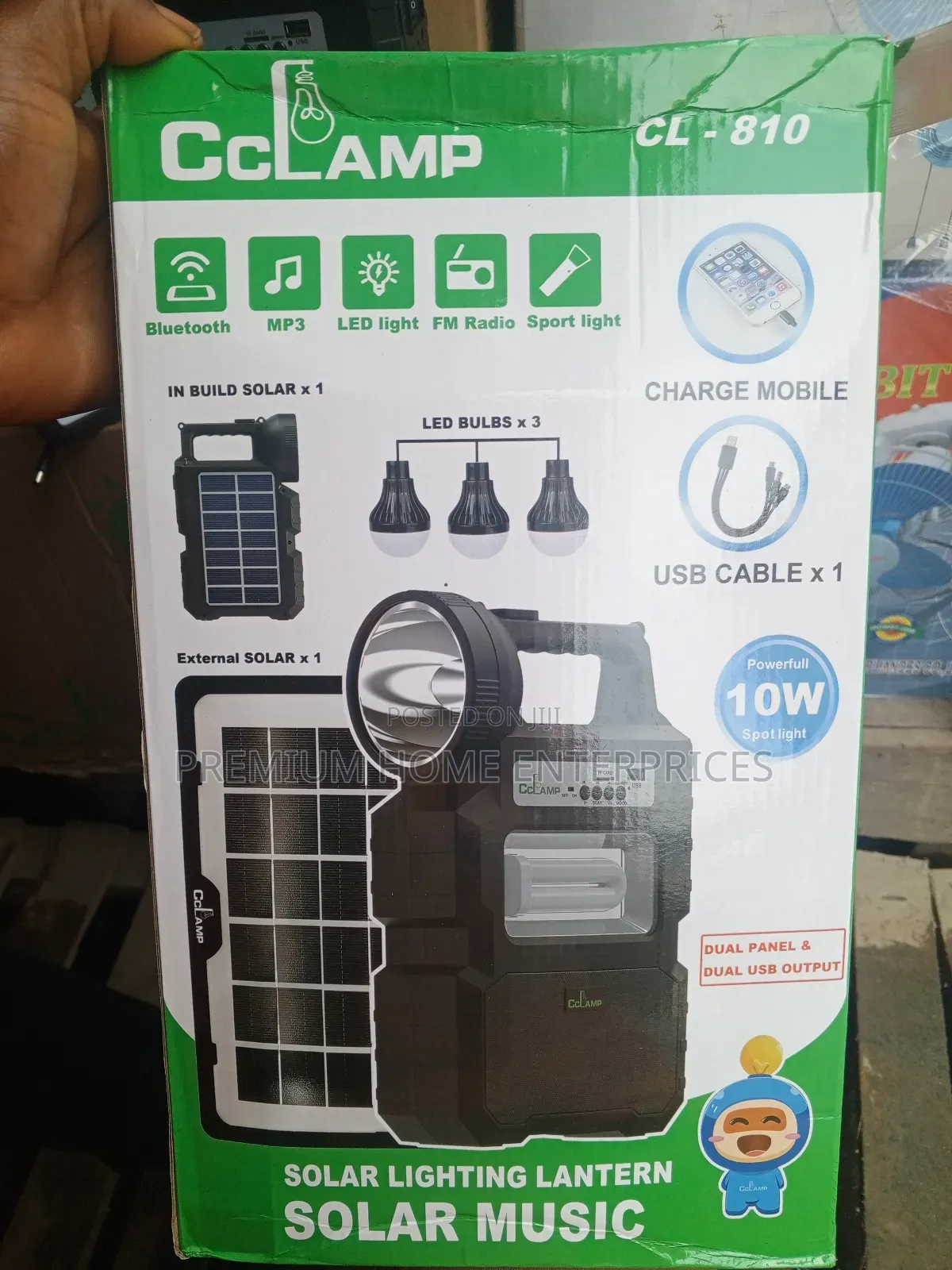Cclamp Solar Lighting Lantern With Panel and 3 Bulbs