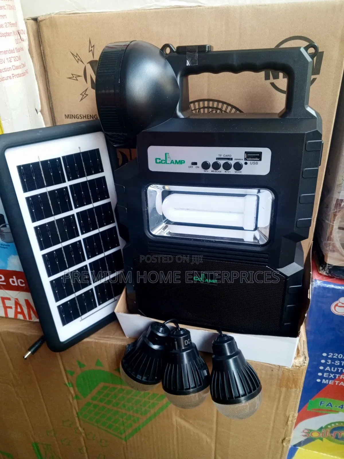 Cclamp Solar Lighting Lantern With Panel and 3 Bulbs