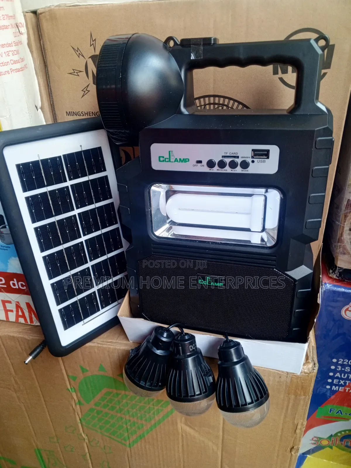 Cclamp Solar Lighting Lantern With Panel and 3 Bulbs