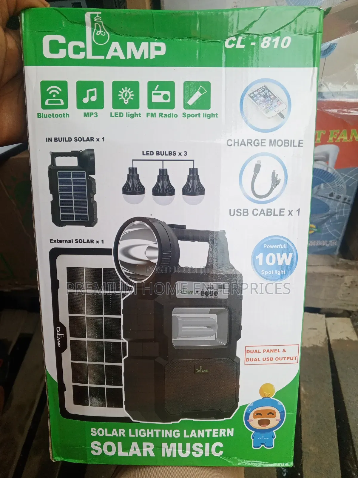 Cclamp Solar Lighting Lantern With Panel and 3 Bulbs