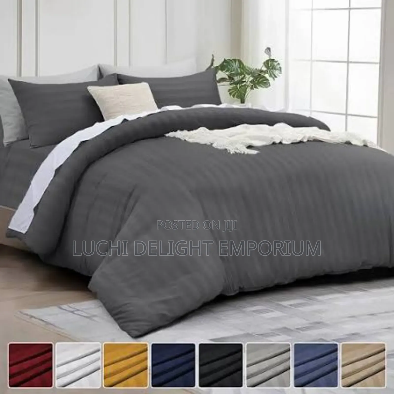 American Striped Gray Duvet Bedsheet And Pillowcase