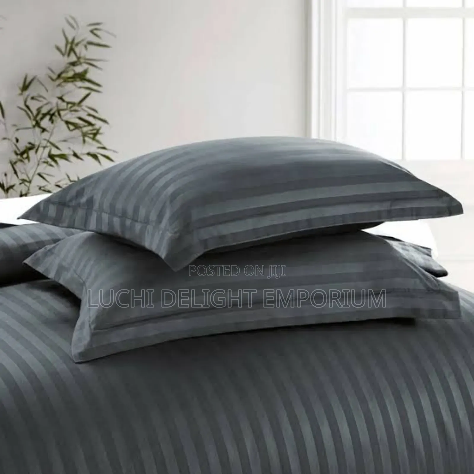 American Striped Gray Duvet Bedsheet And Pillowcase