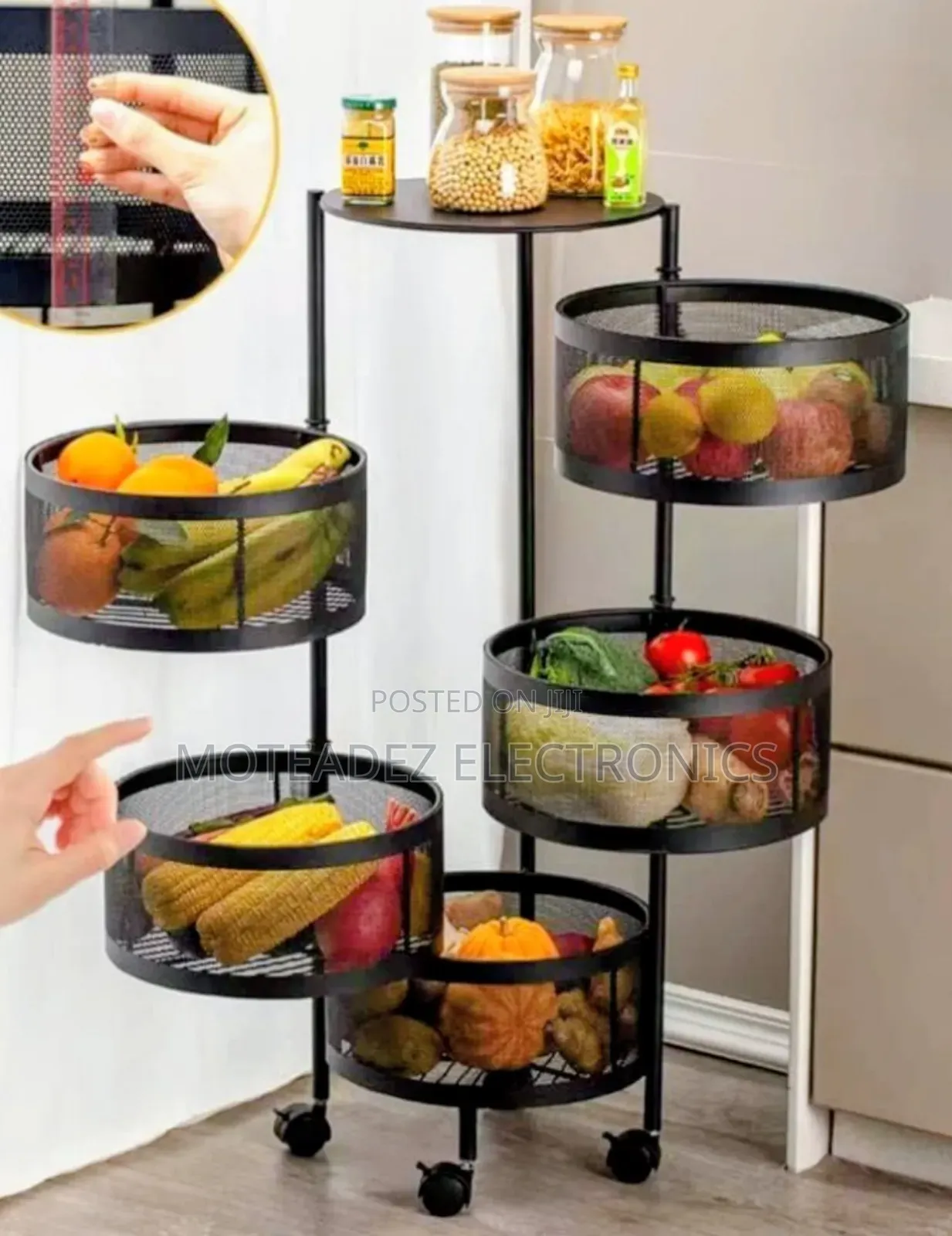 5 Layer High Quality Iron Rotating Fruit/Vegetable Storage Rack/Basket