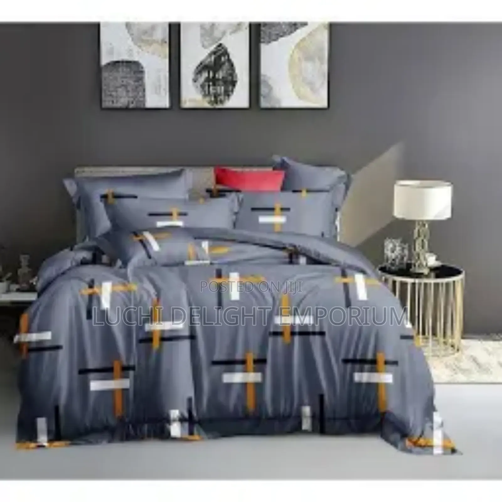 American Cross Gray Duvet Bedsheet and Pillowcase Set