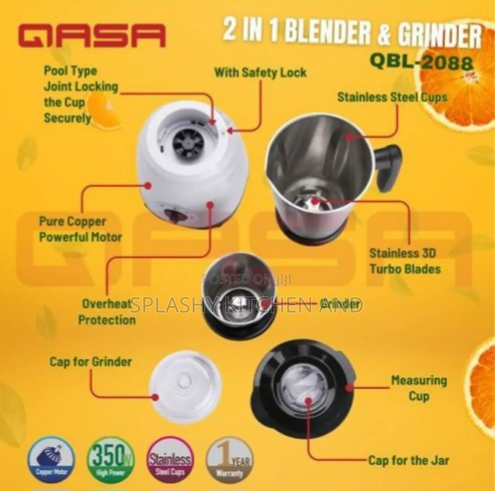 Qasa 2 in 1 Blender Grinder 350w 2l QBL-2088