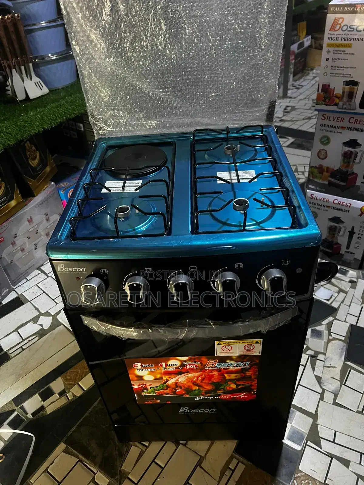 Boscon Standing Gas Cooker 50x50 3 Gas 1 Electric With1year Warranty