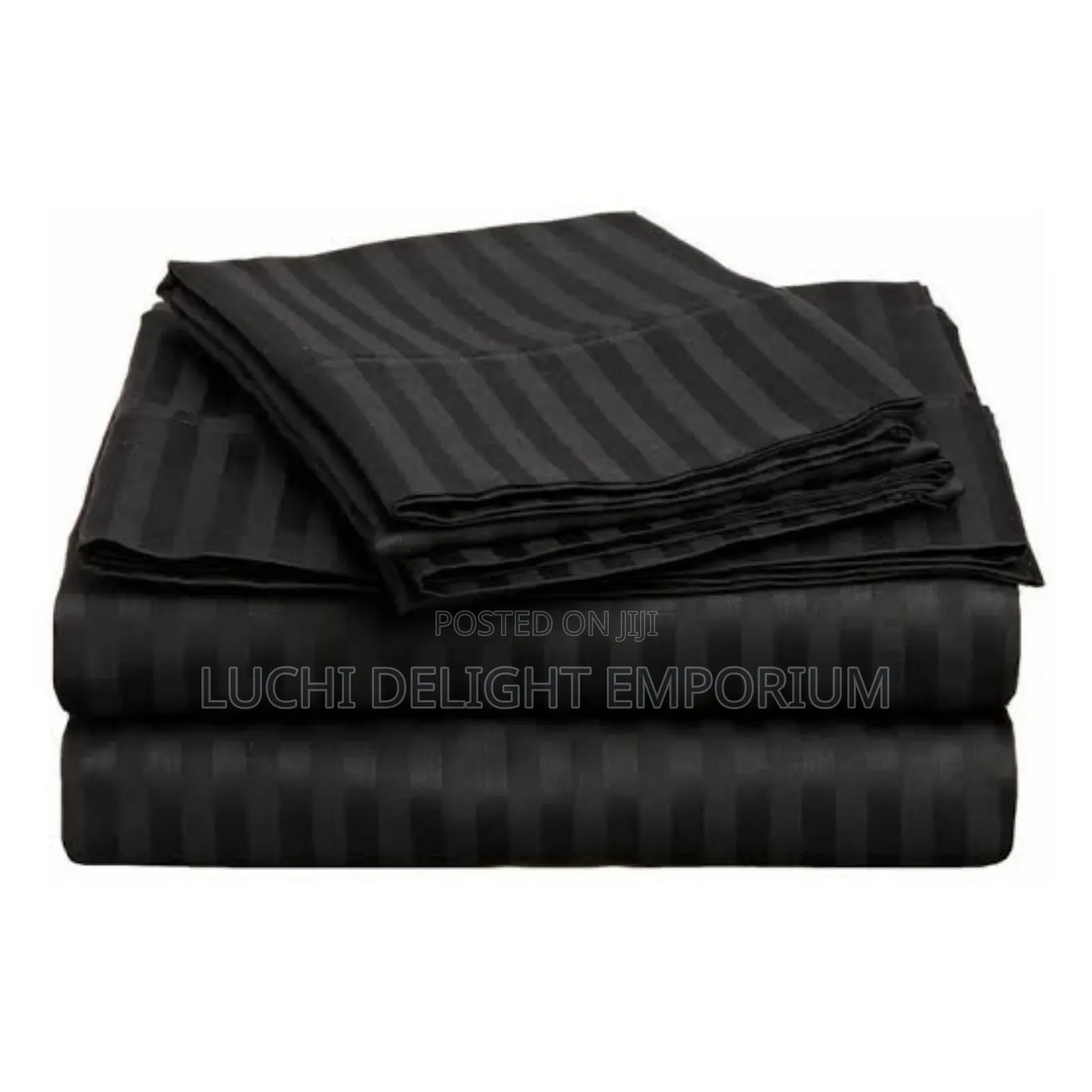 Cozy Luxury Black Striped Cotton Duvet Bedsheet and Pillowcase
