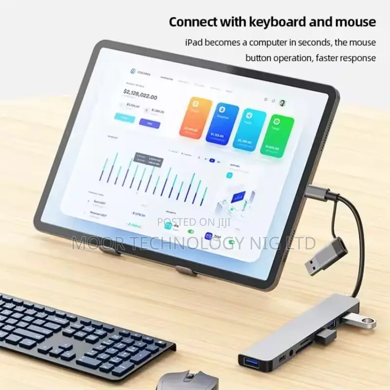 8 in 1 Usb a and Usb C Hub Adapter With Tf/Sd Card/Audio Jack