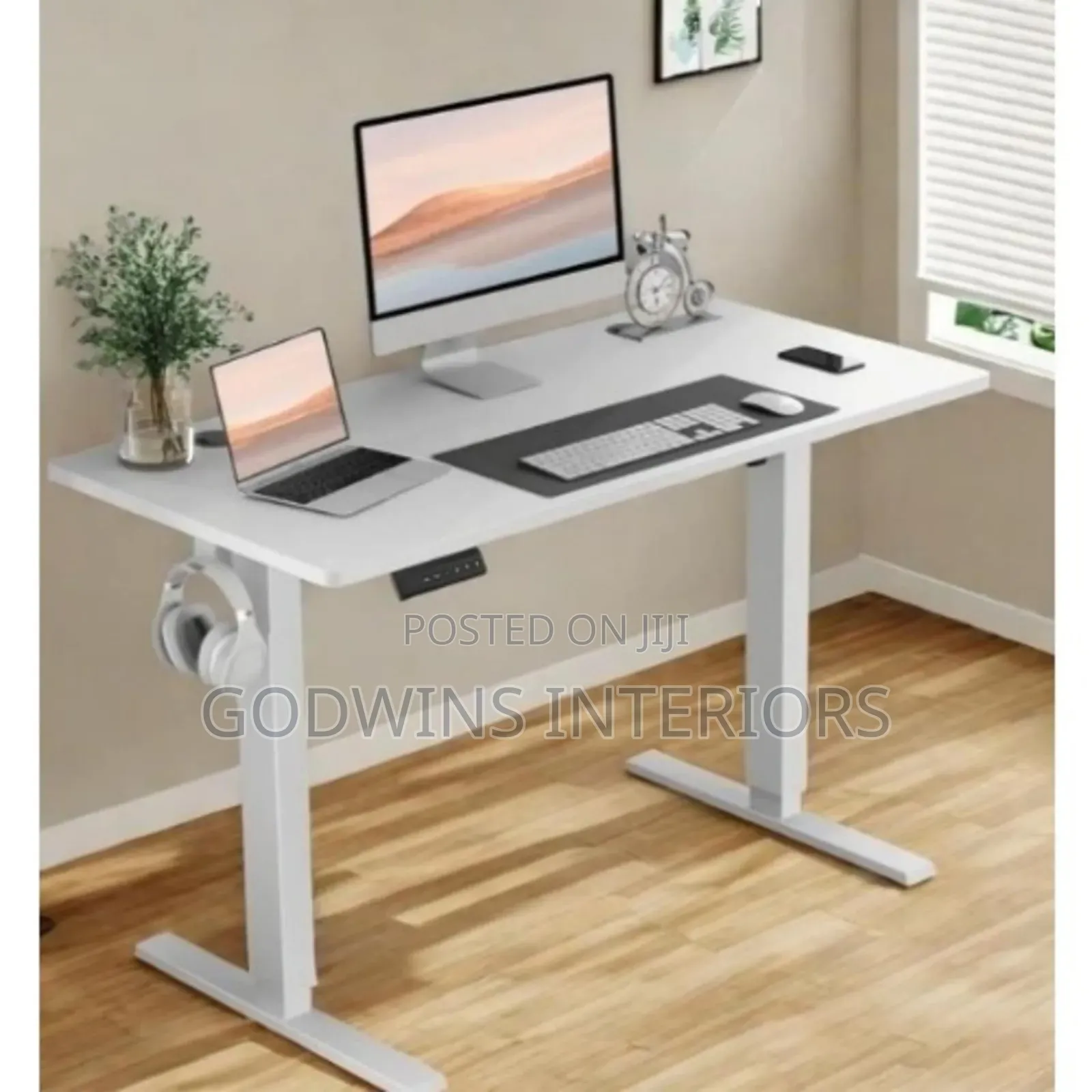 Electric Height Adjustable Office Desk – White