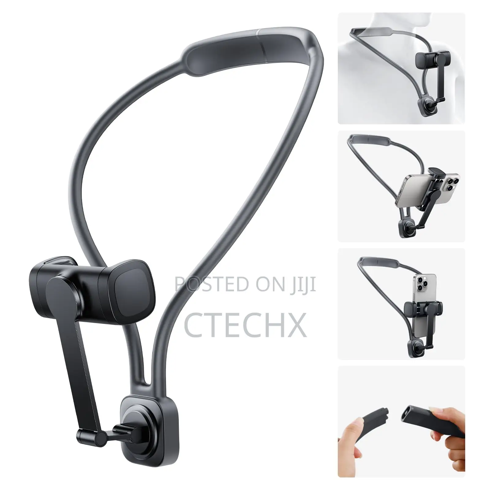 Neck Phone Holder Adjustable, Pov/Vlog With 11.42" Longer Arm Clamp