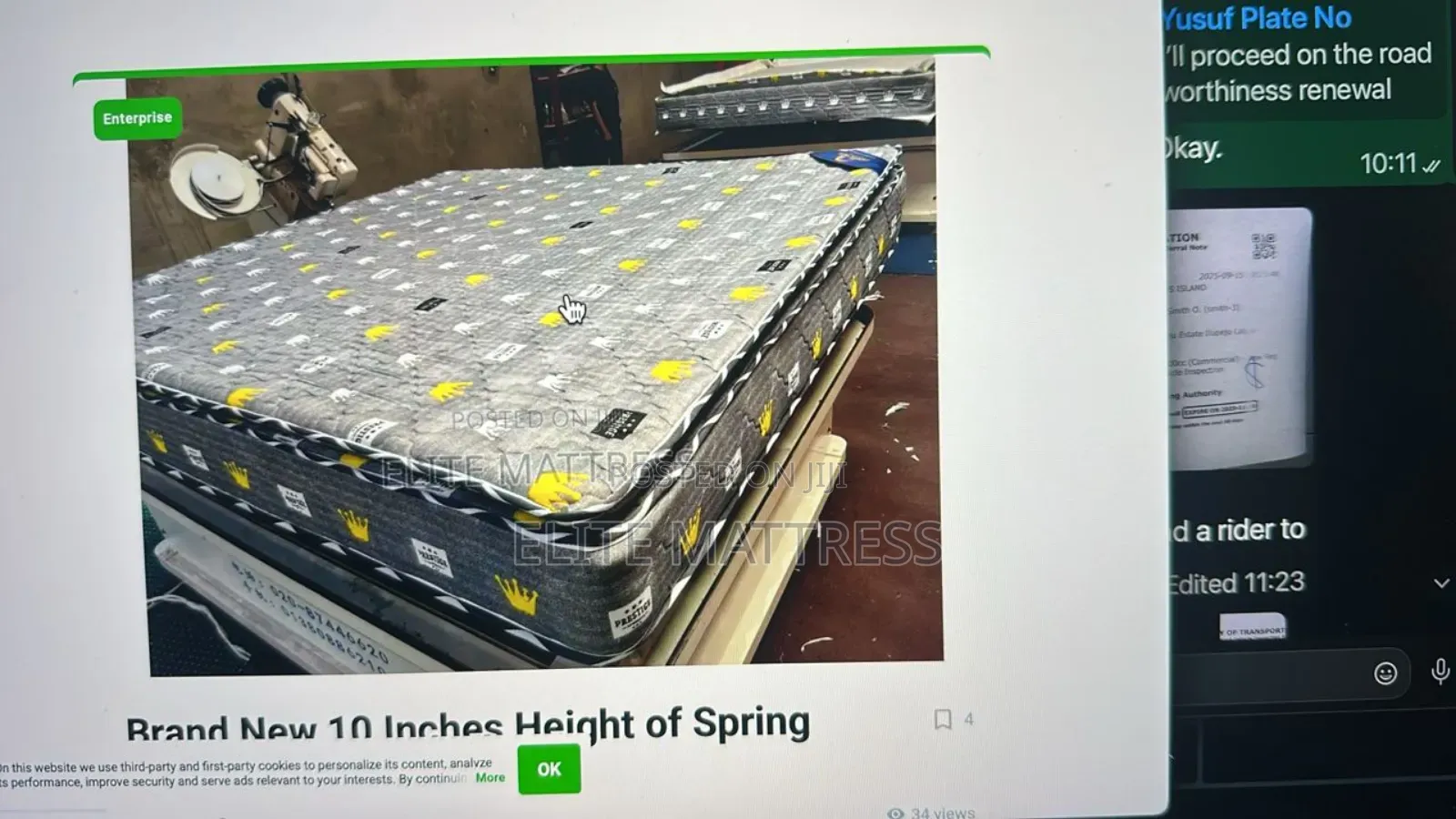 5by6  10 Inches Height Brand New Orthopedic Mattress With Spring