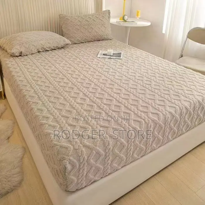Velvet Fitted Sheet Winter Warm Elastic Mattress Cover Soft Plush