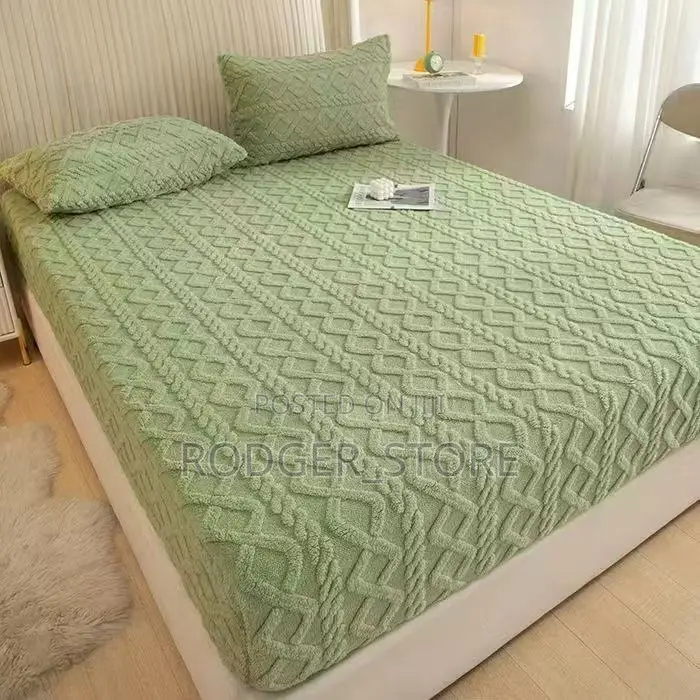Velvet Fitted Sheet Winter Warm Elastic Mattress Cover Soft Plush
