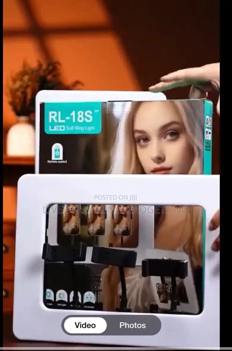 Rl-18s Rectangle Ringlight With 3 Phone Holders And 7ft Tripod Stand