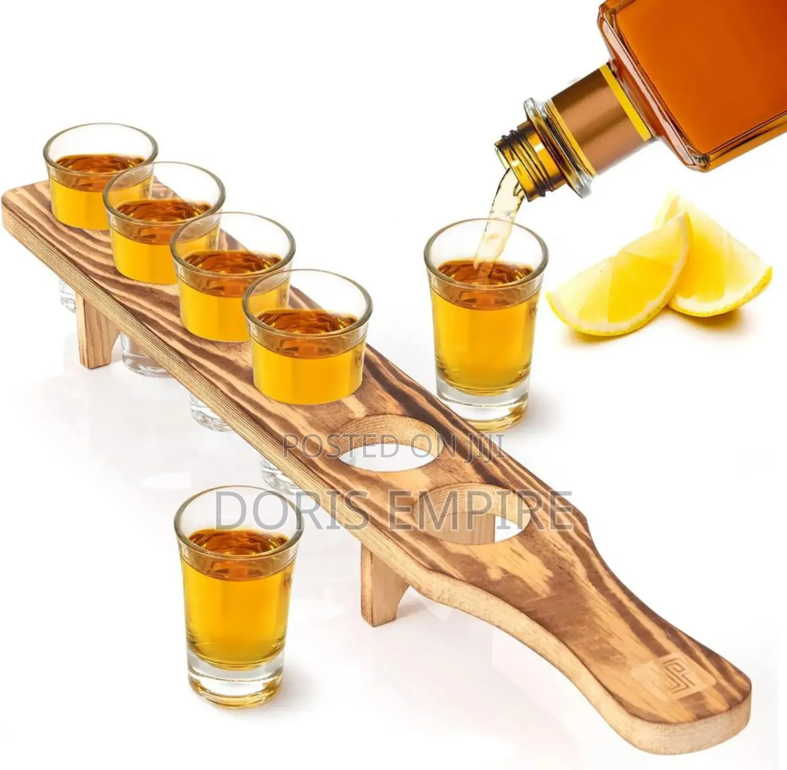 6 Hole Wooden Tequila Rack With the Shot Glass.