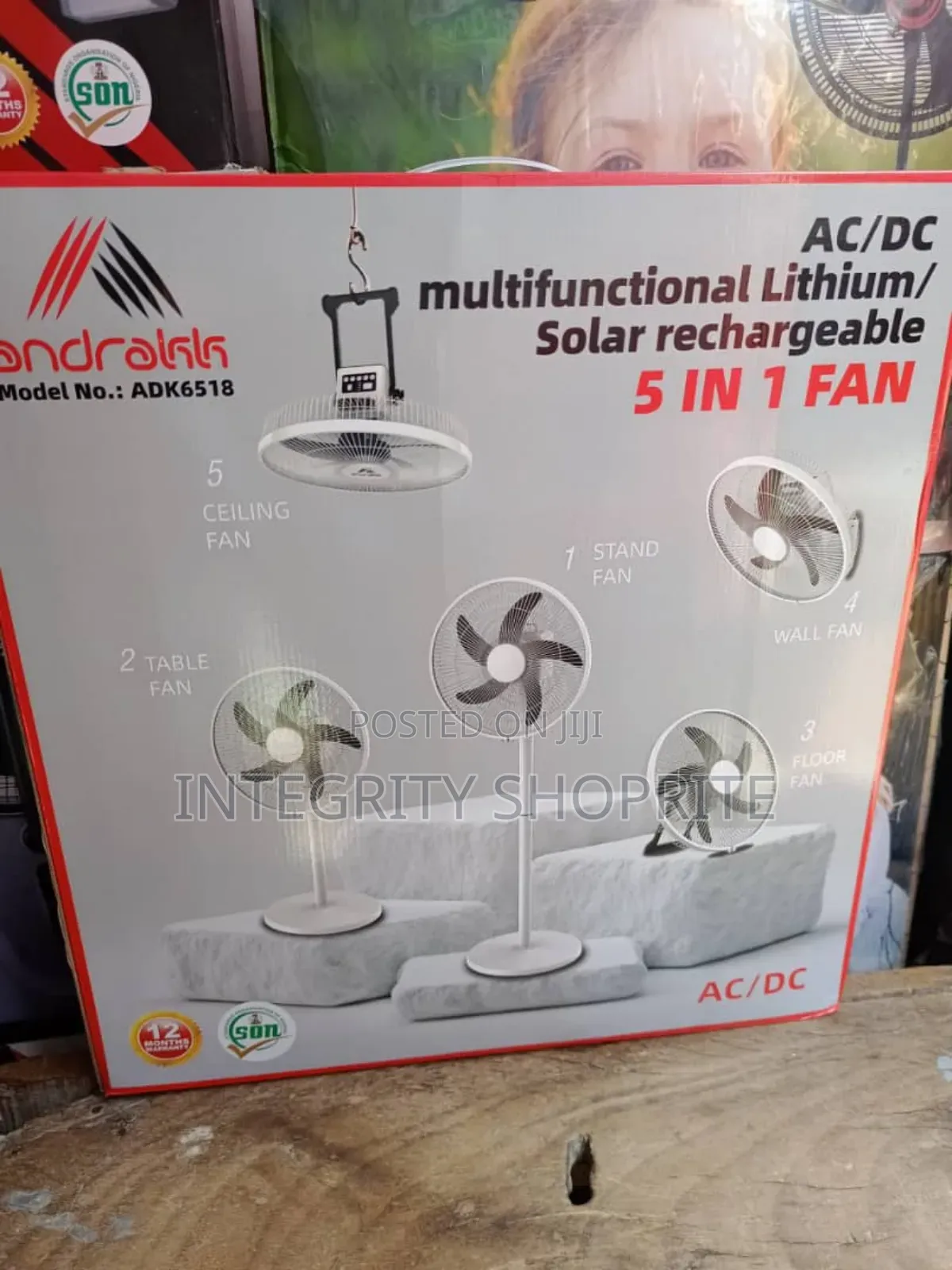 Andraak Multifunctional Solar Rechargeable Fan