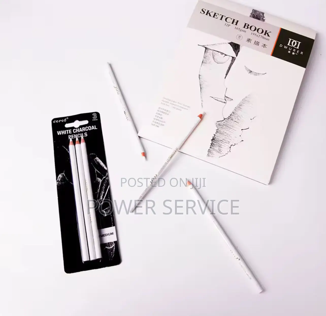 3pcs/Set White Charcoal Pencil Sketch Hightlight Pens White Pencils