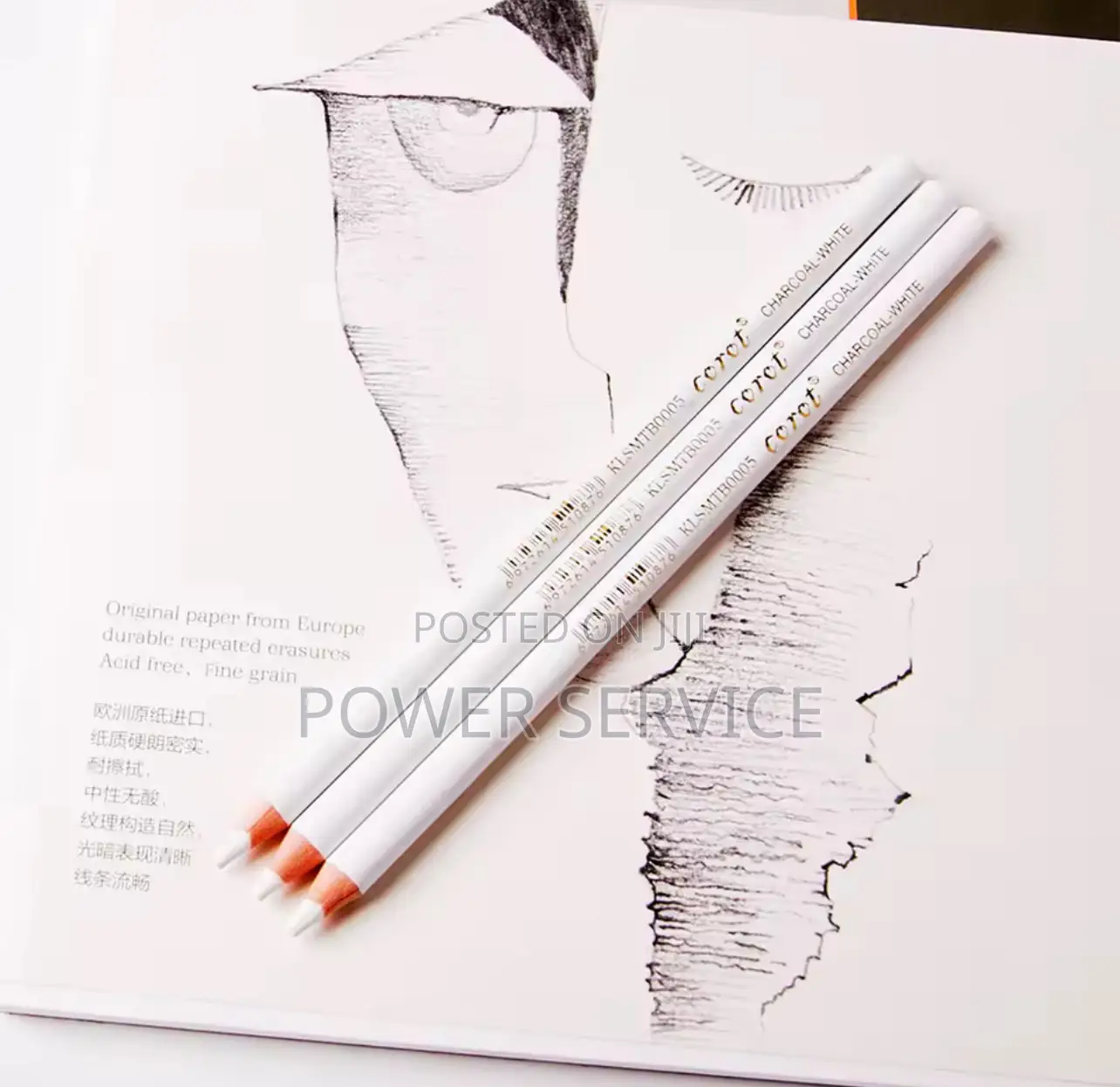 3pcs/Set White Charcoal Pencil Sketch Hightlight Pens White Pencils
