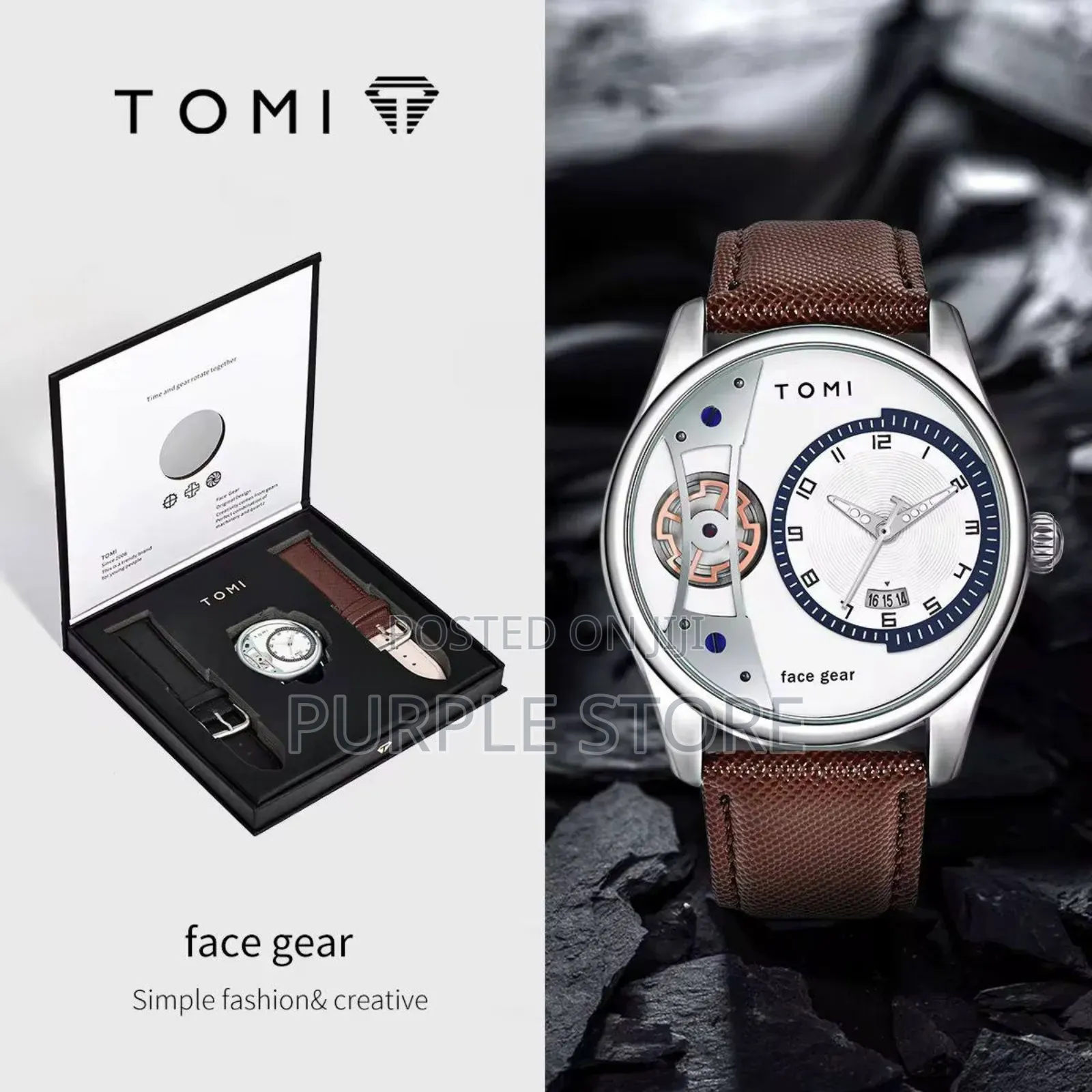 Tomi Quality Leather Watch With 2 Straps
