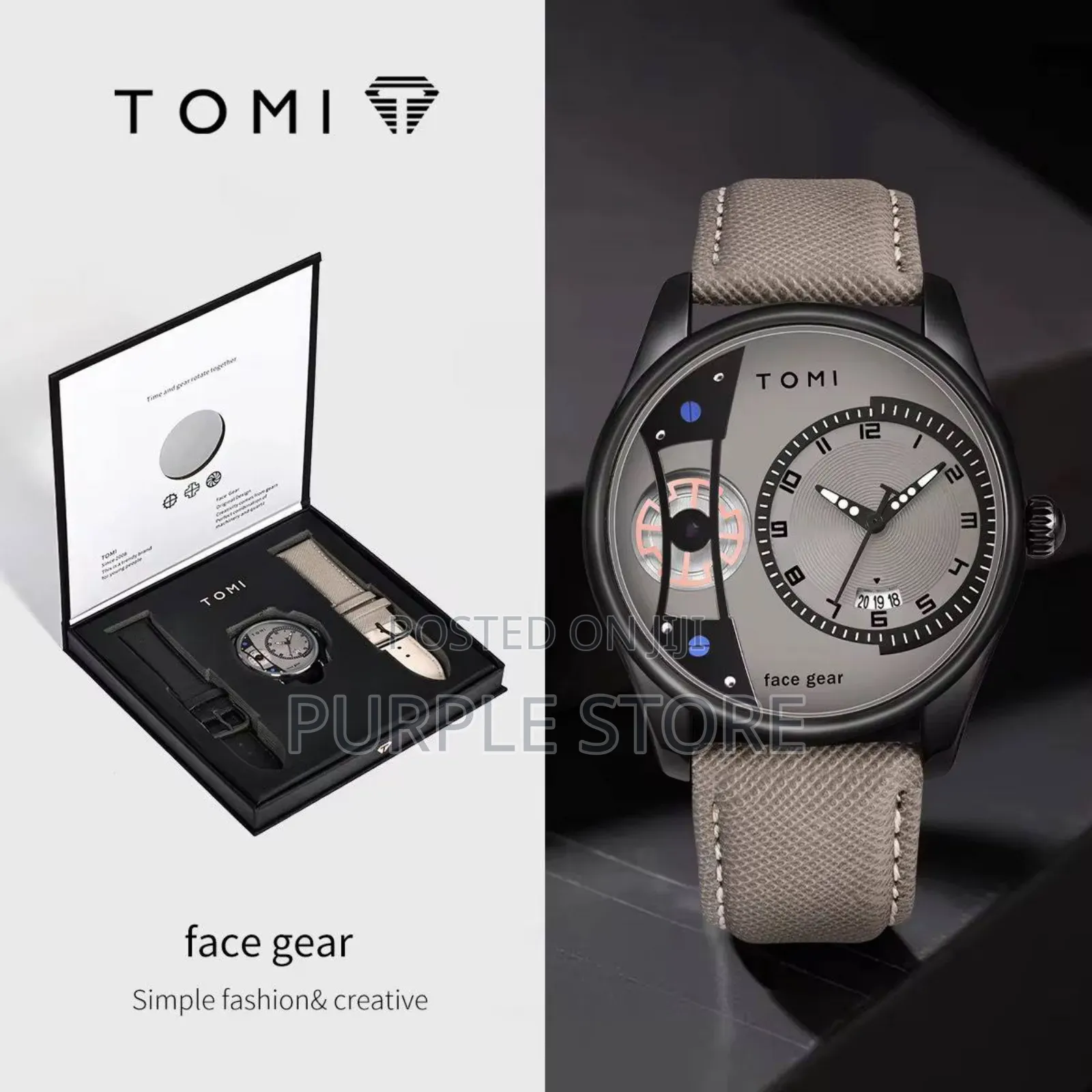 Tomi Quality Leather Watch With 2 Straps