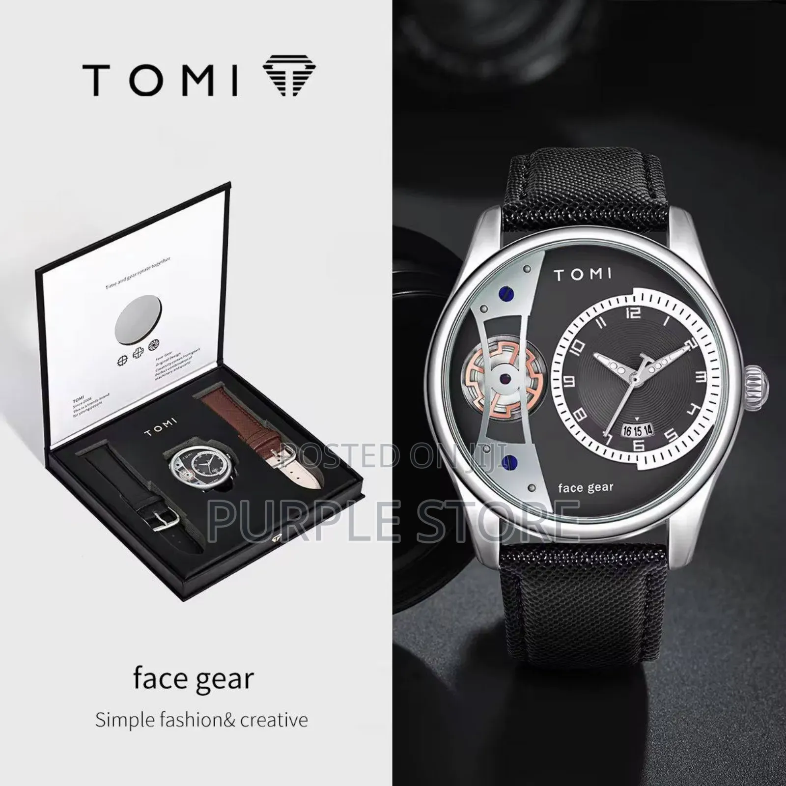Tomi Quality Leather Watch With 2 Straps