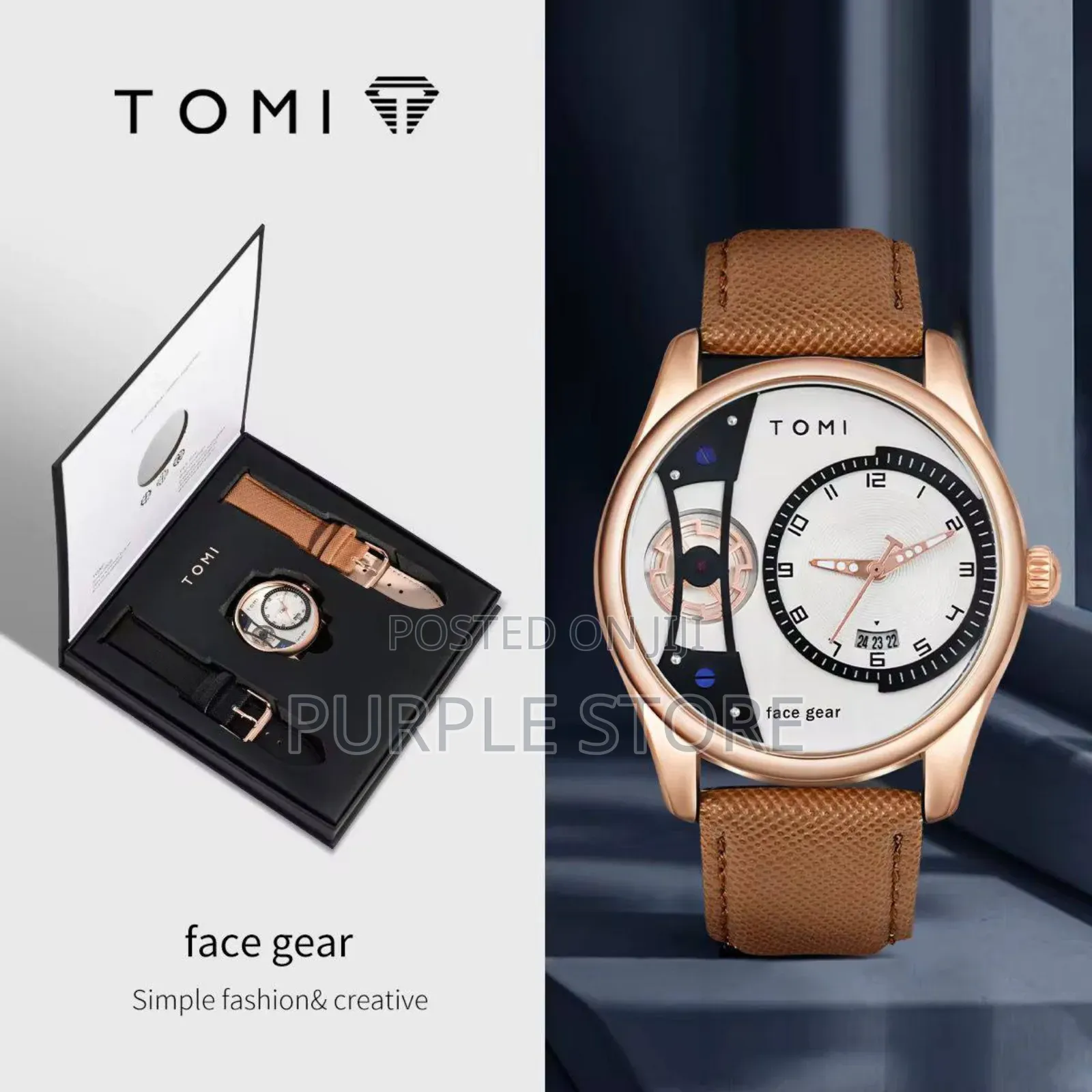 Tomi Quality Leather Watch With 2 Straps