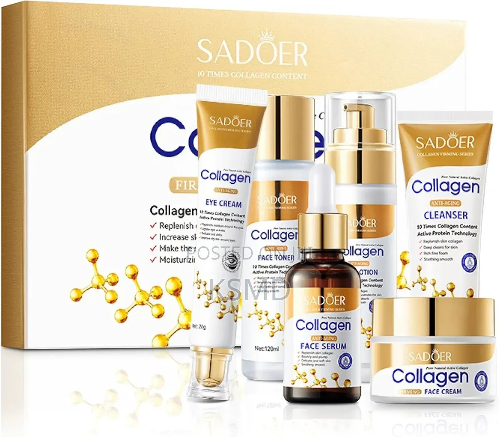 Collagen Skin Care Set, Cleanser,Toner, Lotion,Serum,Cream,Eye Cream