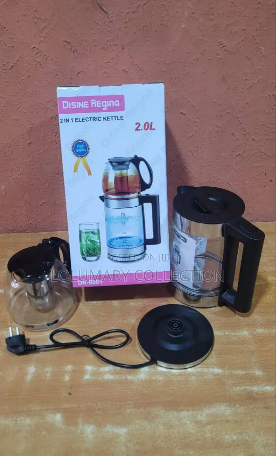 Disnie Regina Electric Glass Kettle – 2000w Double-Layered 2in1 Design