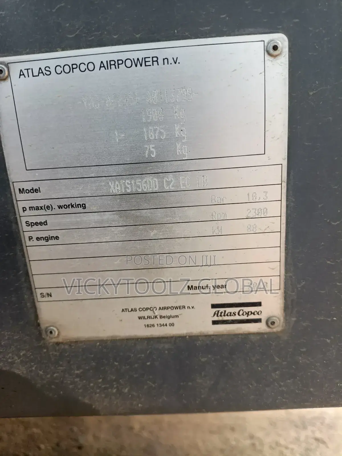 Atlas Copco Airpower Compressor 10bar (Xats156dd C2 Ec