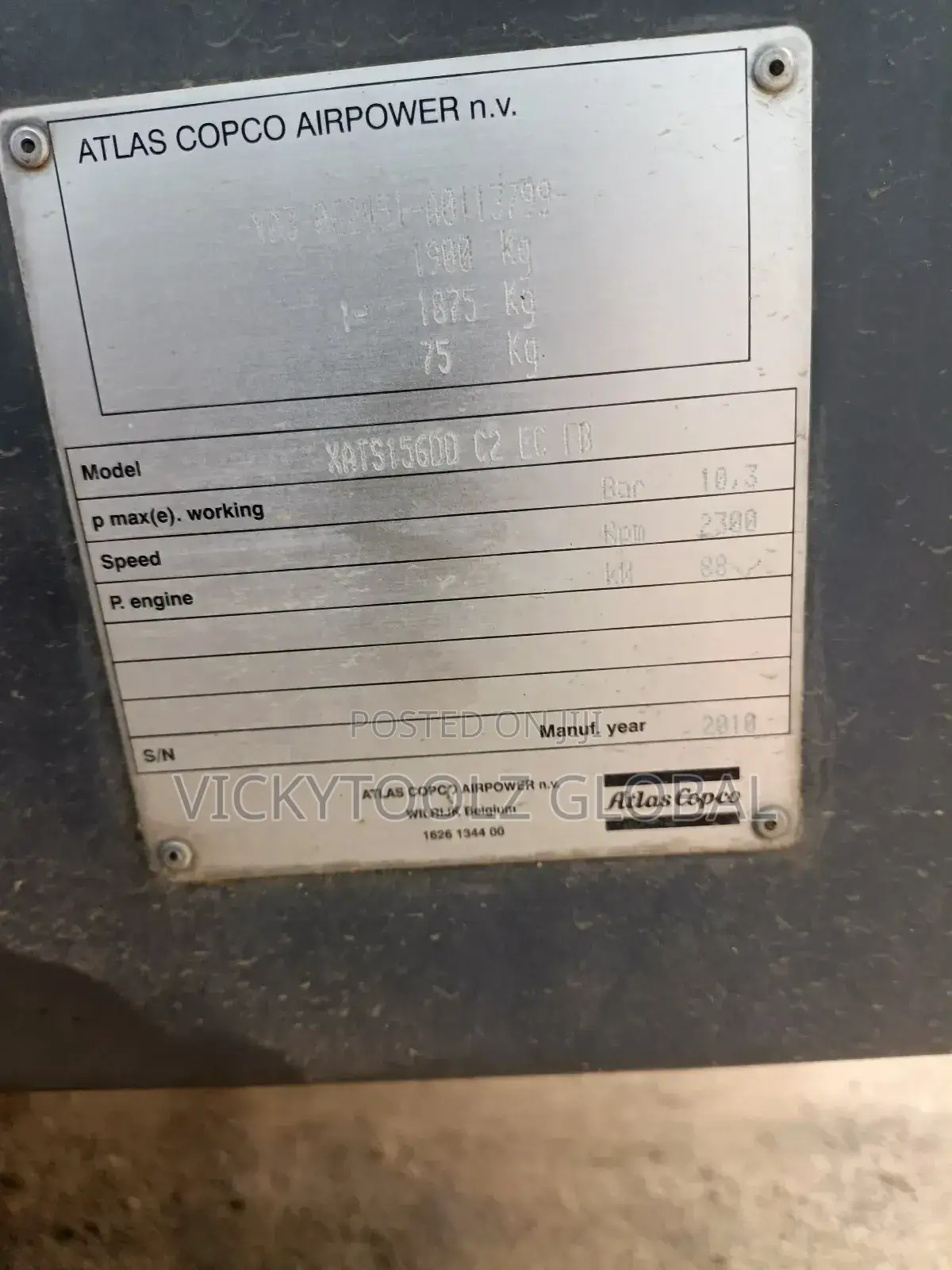 Atlas Copco Airpower Compressor 10bar (Xats156dd C2 Ec